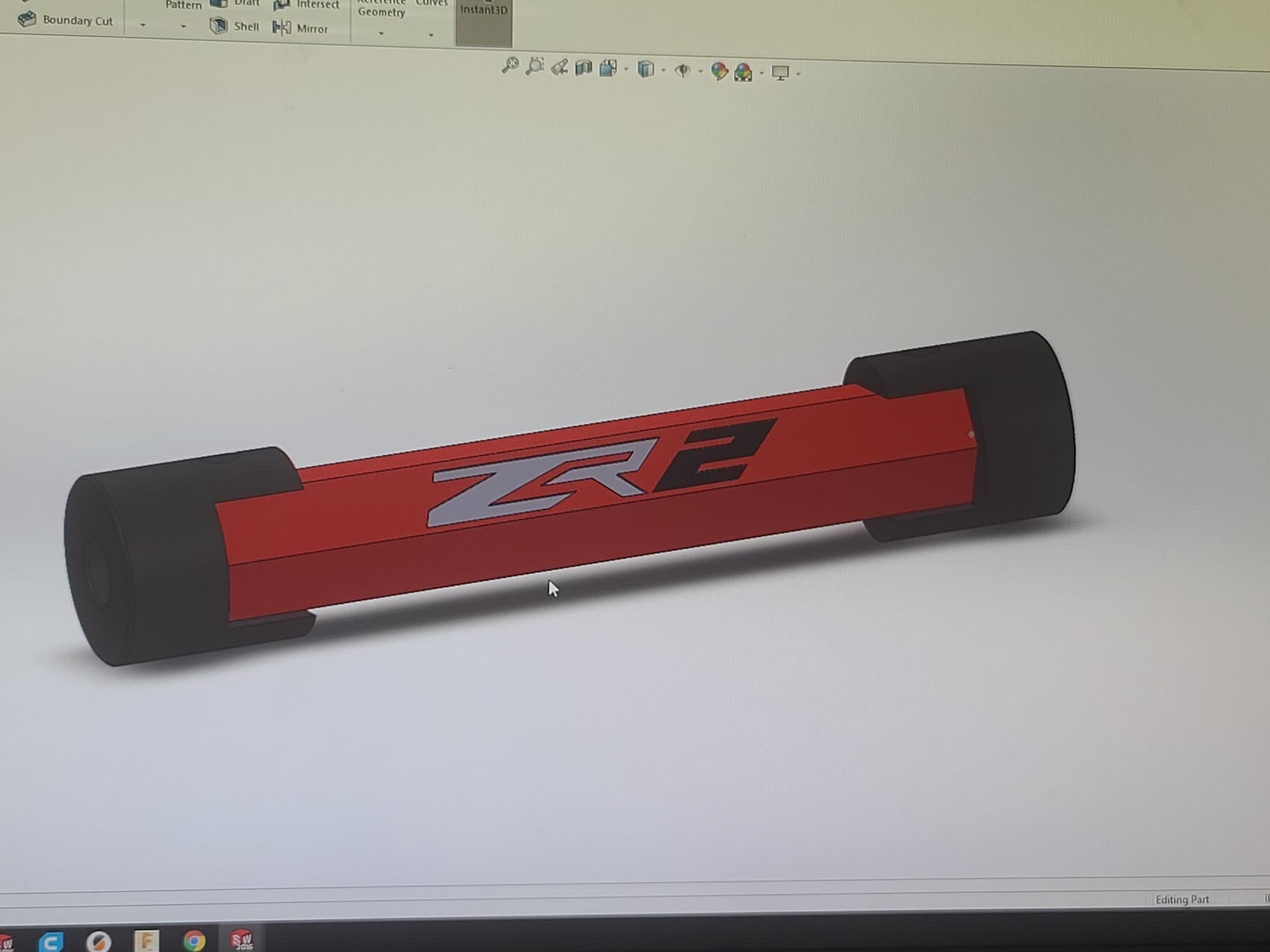 A part being modelled in CAD software before machining begins
